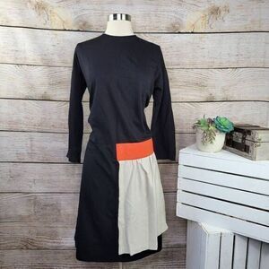 Rose a Pois Women's Long Sleeve Midi Dress With Colorblock Size 40 US 6 8